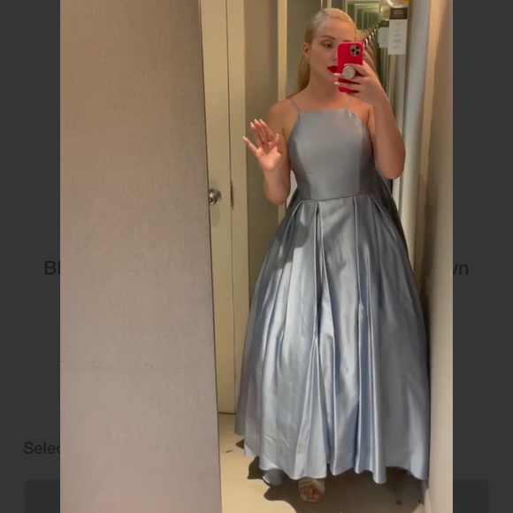 BETSY & ADAM – Blue satin high low hem gown with tulle lining size 12 Brand new - Picture 2 of 4